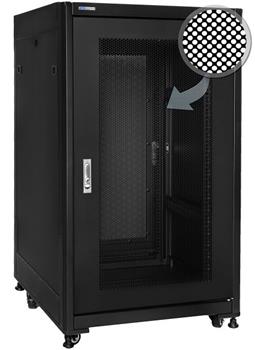 19" Rack skříň SQ6618DPII/B (18U 600x600mm, pojízdná,matná, perforované dveře)