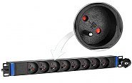 8GN-E-P -napájecí lišta 19" s vypínačem - 8 zásuvek EURO