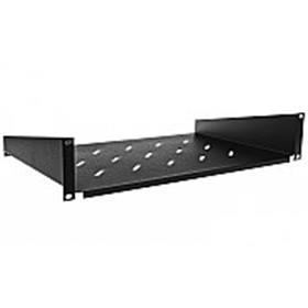 Jednostranná police do rack 19" 600mm (2U, větraná, černá)