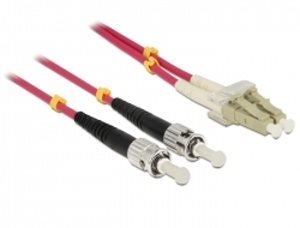 LC-ST F/O patch cord 50/125 30m 3mm Duplex OM4 Pink