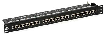 Patch panel - kat. 5e, 24 portů + držák kabelu