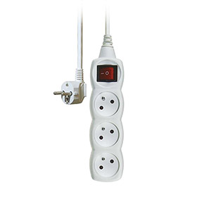 Prodlužovací kabel - 3 zásuvky bílý s vypínačem 3m