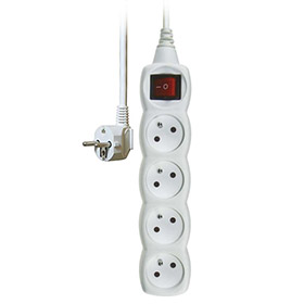 Prodlužovací kabel - 4 zásuvky bílý s vypínačem 2m