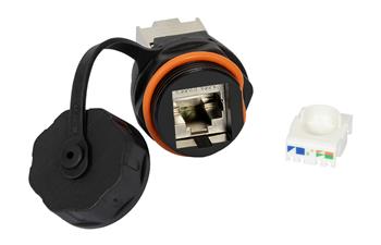 Průmyslová trapezová zásuvka Keystone RJ45 STP, kategorie 6A